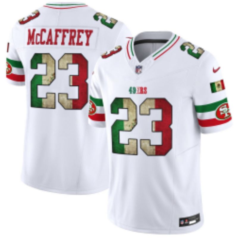 Men 2026 San Francisco 49ers #23 Mccaffrey White three generations Nike Limited NFL Jersey style 002->san francisco 49ers->NFL Jersey